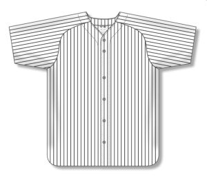 Athletic Knit BA524-222 Full Button Baseball Jersey - White/Black - Front