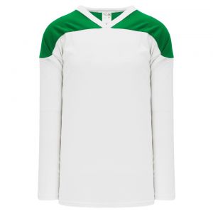 H6100 League Hockey Jersey - White/Kelly - Front