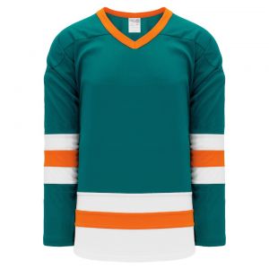H6500 League Hockey Jersey - Pacific Teal/White/Orange - Front