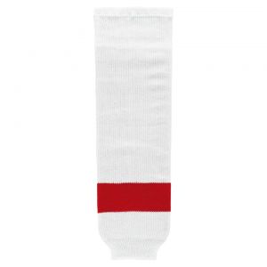 HS630 Knitted Striped Hockey Socks - Detroit White - Front