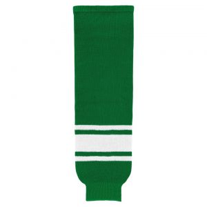 HS630 Knitted Striped Hockey Socks - Kelly/White - Front