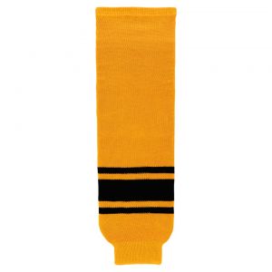 HS630 Knitted Striped Hockey Socks - Gold/Black - Front