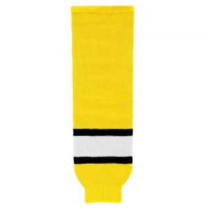 HS630 Knitted Striped Hockey Socks - Maize/Black/White - Front