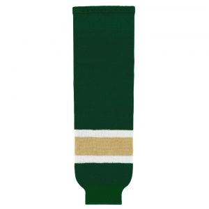 HS630 Knitted Striped Hockey Socks - Dark Green/Vegas/White - Front