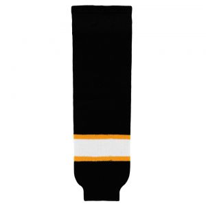 HS630 Knitted Striped Hockey Socks - Boston Black - Front