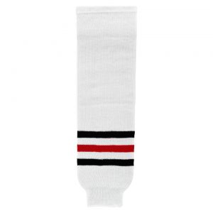 HS630 Knitted Striped Hockey Socks - Chicago White - Front
