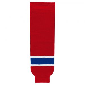 HS630 Knitted Striped Hockey Socks - Montreal Red - Front