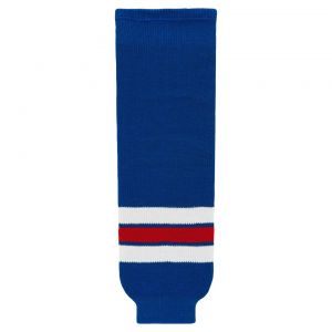 HS630 Knitted Striped Hockey Socks - New York Rangers Royal - Front