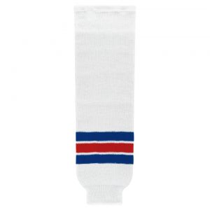 HS630 Knitted Striped Hockey Socks - New York Rangers White - Front