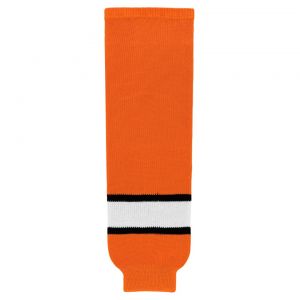 HS630 Knitted Striped Hockey Socks - Orange/Black/White - Front