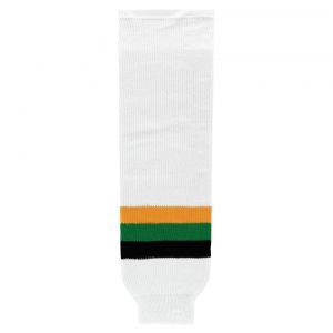 HS630 Knitted Striped Hockey Socks - Minnesota White With Black Stripe - Front