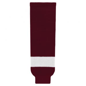 HS630 Knitted Striped Hockey Socks - Peterborough Maroon - Front