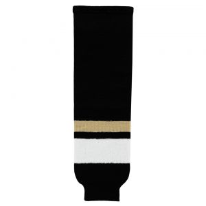 HS630 Knitted Striped Hockey Socks - New Pittsburgh 3rd Black - Front