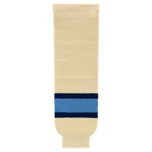 HS630 Knitted Striped Hockey Socks - Sand/Navy/Sky - Front