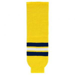 HS630 Knitted Striped Hockey Socks - 2011 Michigan Maize - Front