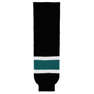HS630 Knitted Striped Hockey Socks - 2008 San Jose 3rd Black - Front