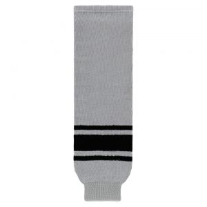 HS630 Knitted Striped Hockey Socks - Grey/Black - Front