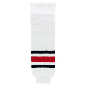 HS630 Knitted Striped Hockey Socks - 2010 Columbus White - Front