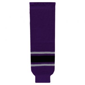 HS630 Knitted Striped Hockey Socks - New La 3rd Purple - Front