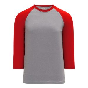 Athletic Knit S1846-923 Soccer Long Sleeve Shirt - Heather Grey/Red - Primary