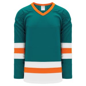 Athletic Knit H6500-458 League Hockey Jersey - Pacific Teal/White/Orange - Primary