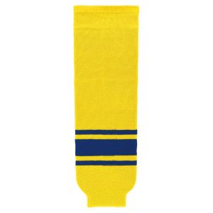Athletic Knit HS630-257 Knitted Striped Hockey Socks - Maize/Royal - Primary