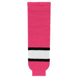 Athletic Knit HS630-272 Knitted Striped Hockey Socks - Pink/White/Black - Primary