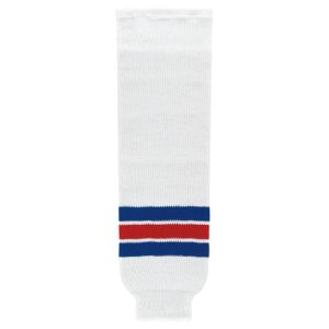 Athletic Knit HS630-313 Knitted Striped Hockey Socks - New York Rangers White - Primary