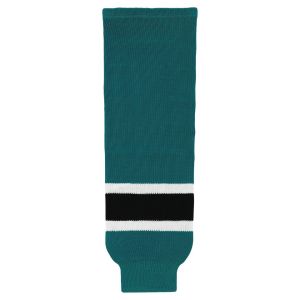 Athletic Knit HS630-457 Knitted Striped Hockey Socks - Pacific Teal/White/Black - Primary