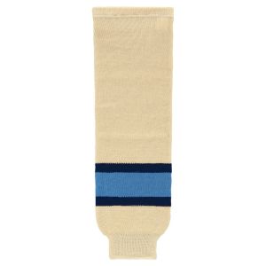 Athletic Knit HS630-545 Knitted Striped Hockey Socks - Sand/Navy/Sky - Primary
