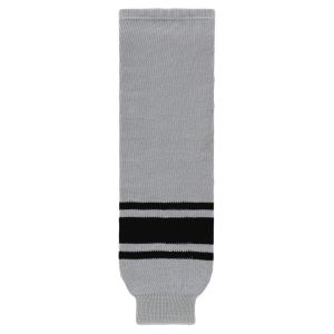 Athletic Knit HS630-822 Knitted Striped Hockey Socks - Grey/Black - Primary
