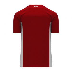 BA1343 One Button Baseball Jersey - Av Red/Grey - Back