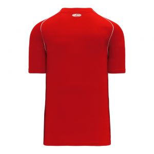 BA1344 Two Button Baseball Jersey - Red/White - Back