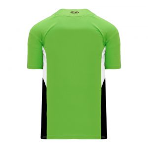 BA1763 One Button Baseball Jersey - Lime Green/Black/White - Back