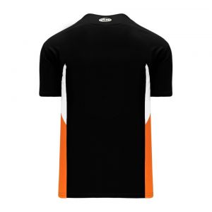 BA1763 One Button Baseball Jersey - Black/White/Orange - Back
