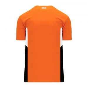 BA1763 One Button Baseball Jersey - Orange/Black/White - Back