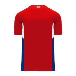 BA1763 One Button Baseball Jersey - Red/Royal/White - Back