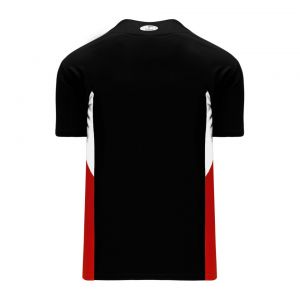BA1763 One Button Baseball Jersey - Black/Red/White - Back