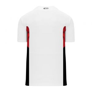 BA1763 One Button Baseball Jersey - White/Black/Red - Back