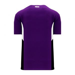 BA1763 One Button Baseball Jersey - Purple/Black/White - Back