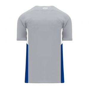 BA1763 One Button Baseball Jersey - Grey/Royal/White - Back