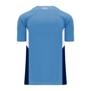 BA1763 One Button Baseball Jersey - Sky/White/Navy - Back