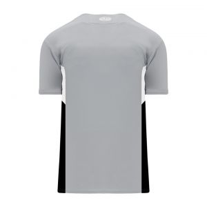 BA1763 One Button Baseball Jersey - Grey/White/Black - Back