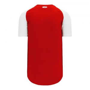 BA1875 Full Button Baseball Jersey - Red/White - Back