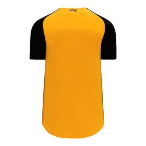 BA1875 Full Button Baseball Jersey - Gold/Black - Back