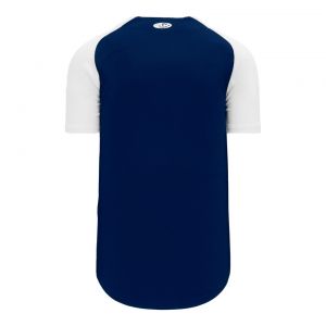 BA1875 Full Button Baseball Jersey - Navy/White - Back