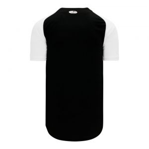BA1875 Full Button Baseball Jersey - Black/White - Back