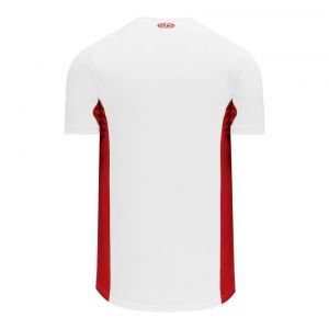 BA1890 Full Button Baseball Jersey - White/Red - Back