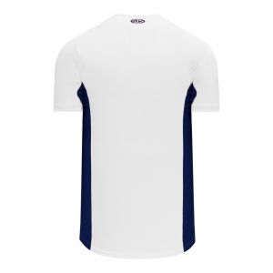 BA1890 Full Button Baseball Jersey - White/Navy - Back