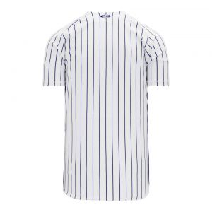 BA524 Full Button Baseball Jersey - White/Navy - Back